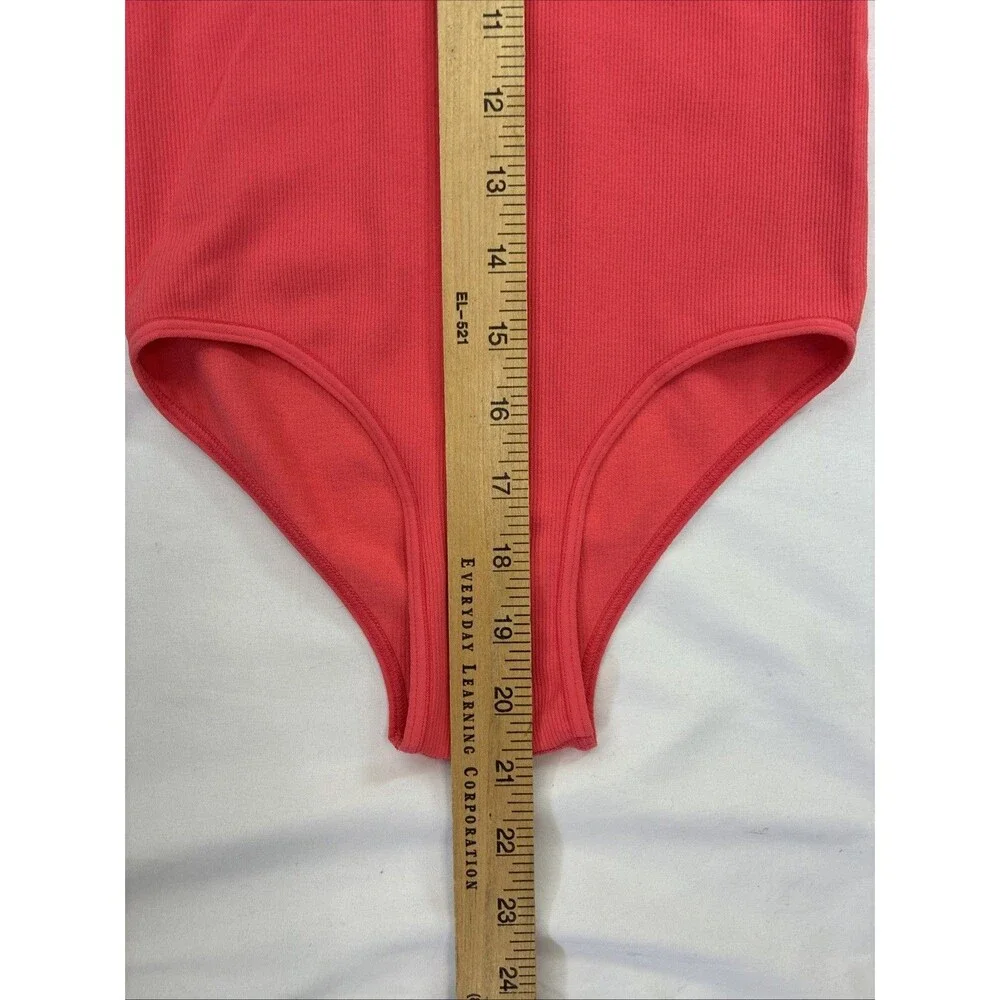 Free People Intimately Move Along Coral Pink Ribbed Bodysuit Size XS/S Racerback